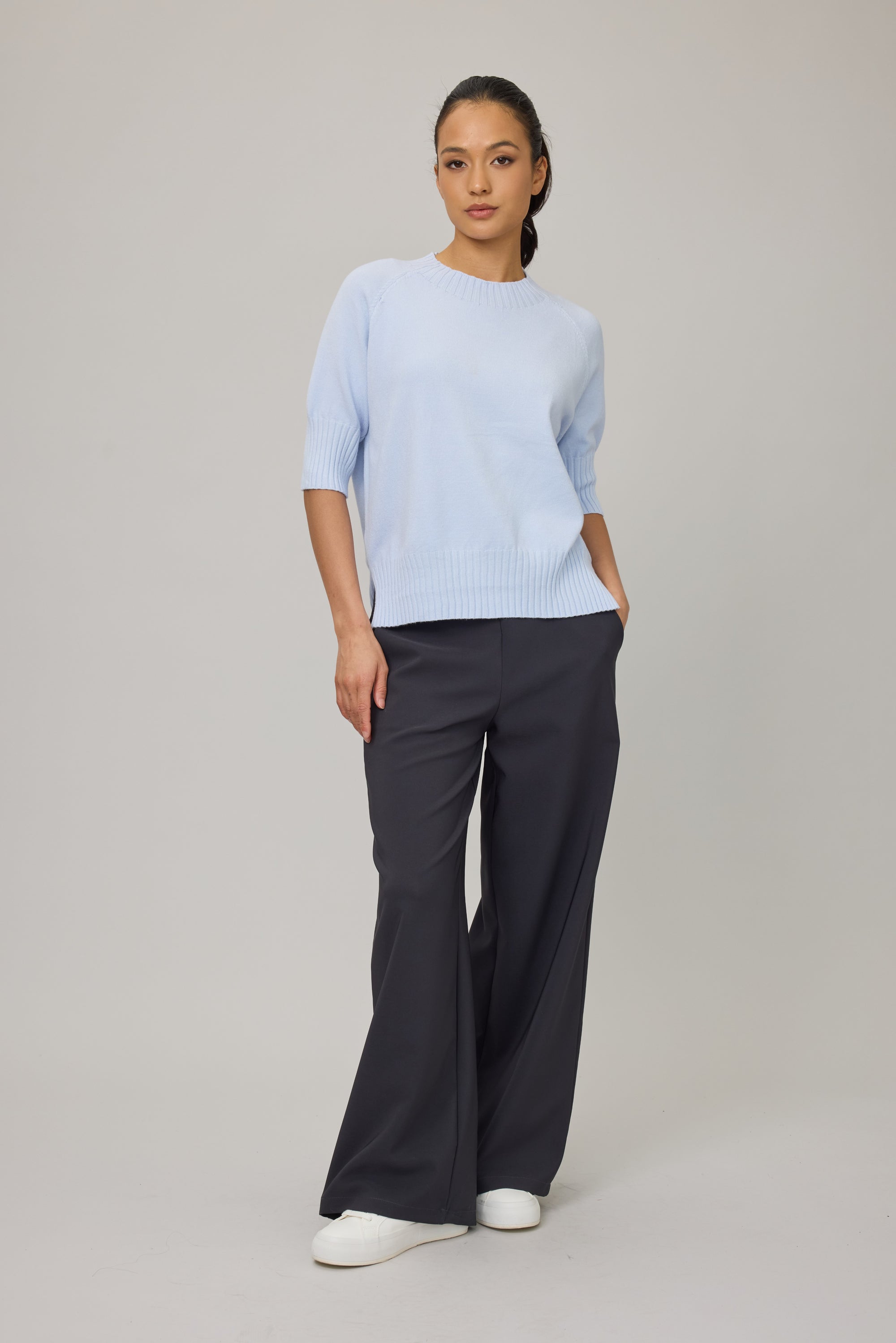 Crystal Short Sleeve Viscose Knit - Lt Blue