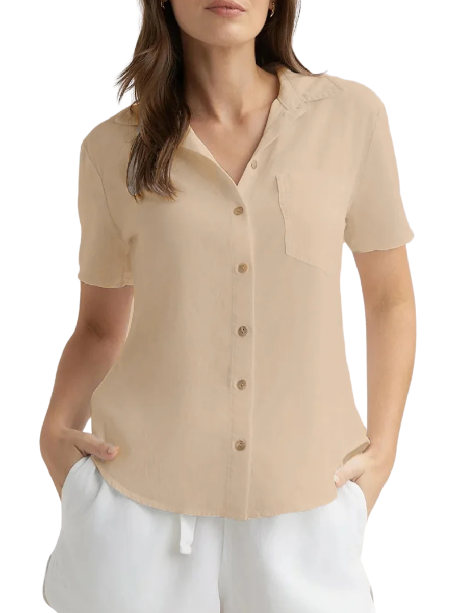 Short Sleeve TENCEL™ Button Down - Linen Sand