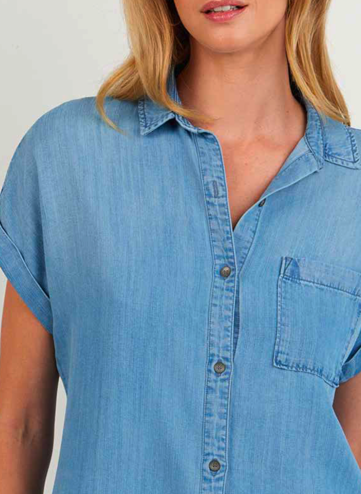 Short Sleeve TENCEL™ Button Down - Worn Wash Blue