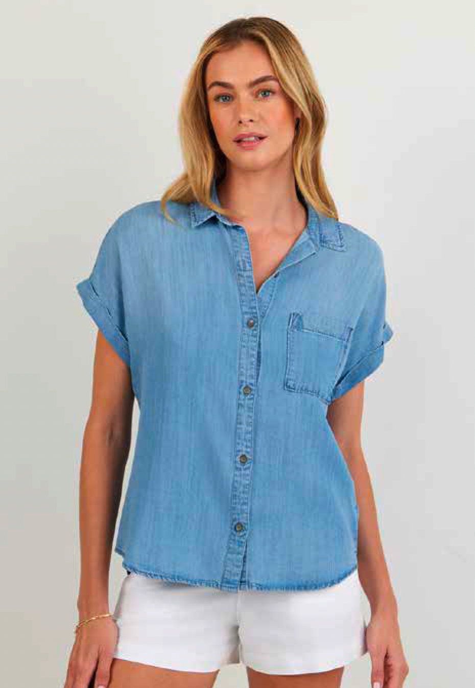 Short Sleeve TENCEL™ Button Down - Worn Wash Blue