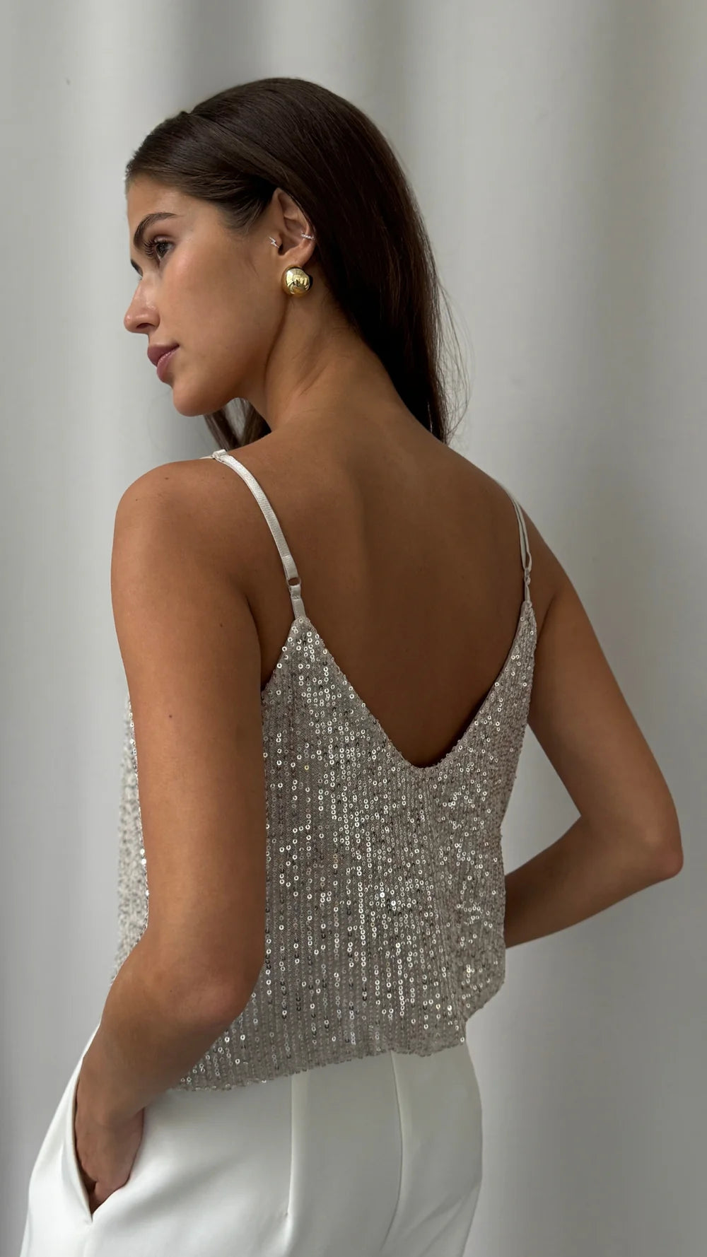 Sienna Sequin Cami - Silver