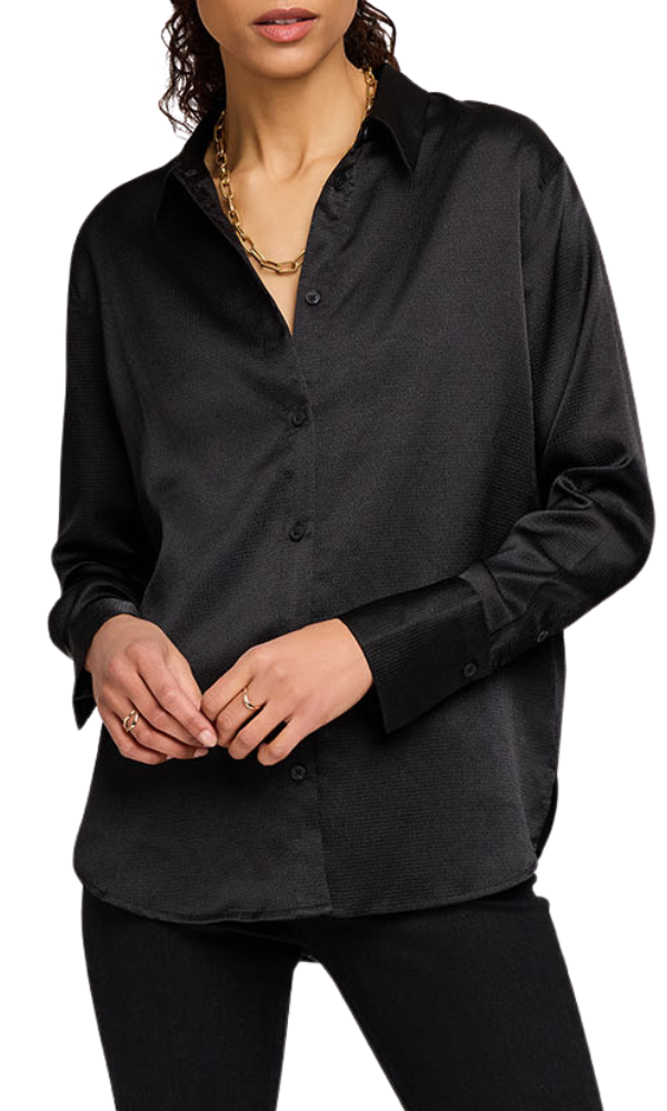 Simone Satin Blouse - Black
