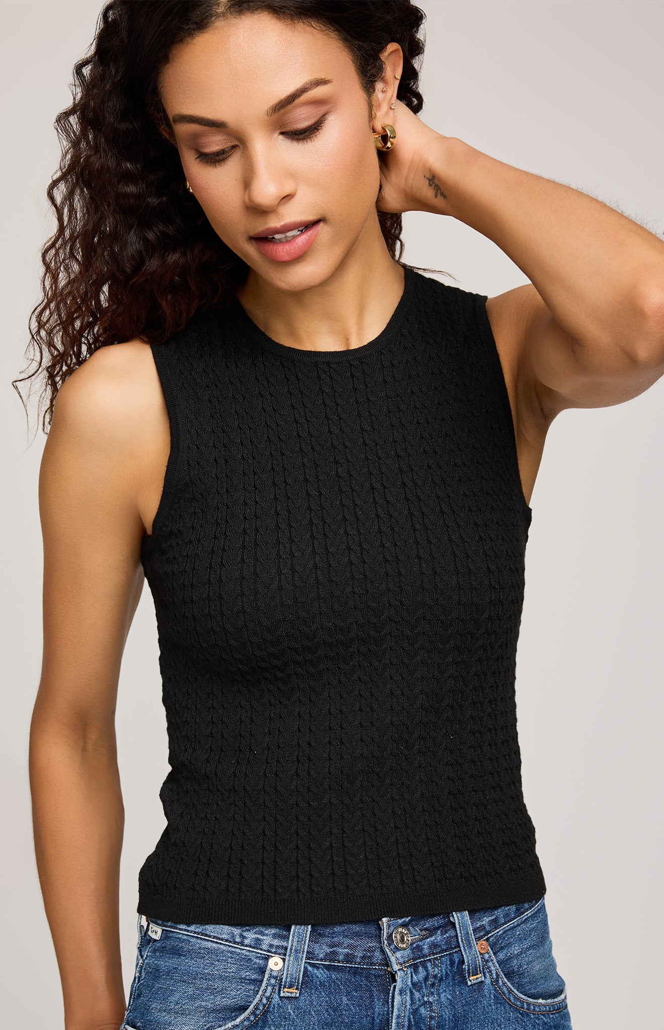 Skye Cable Knit Tank - Black