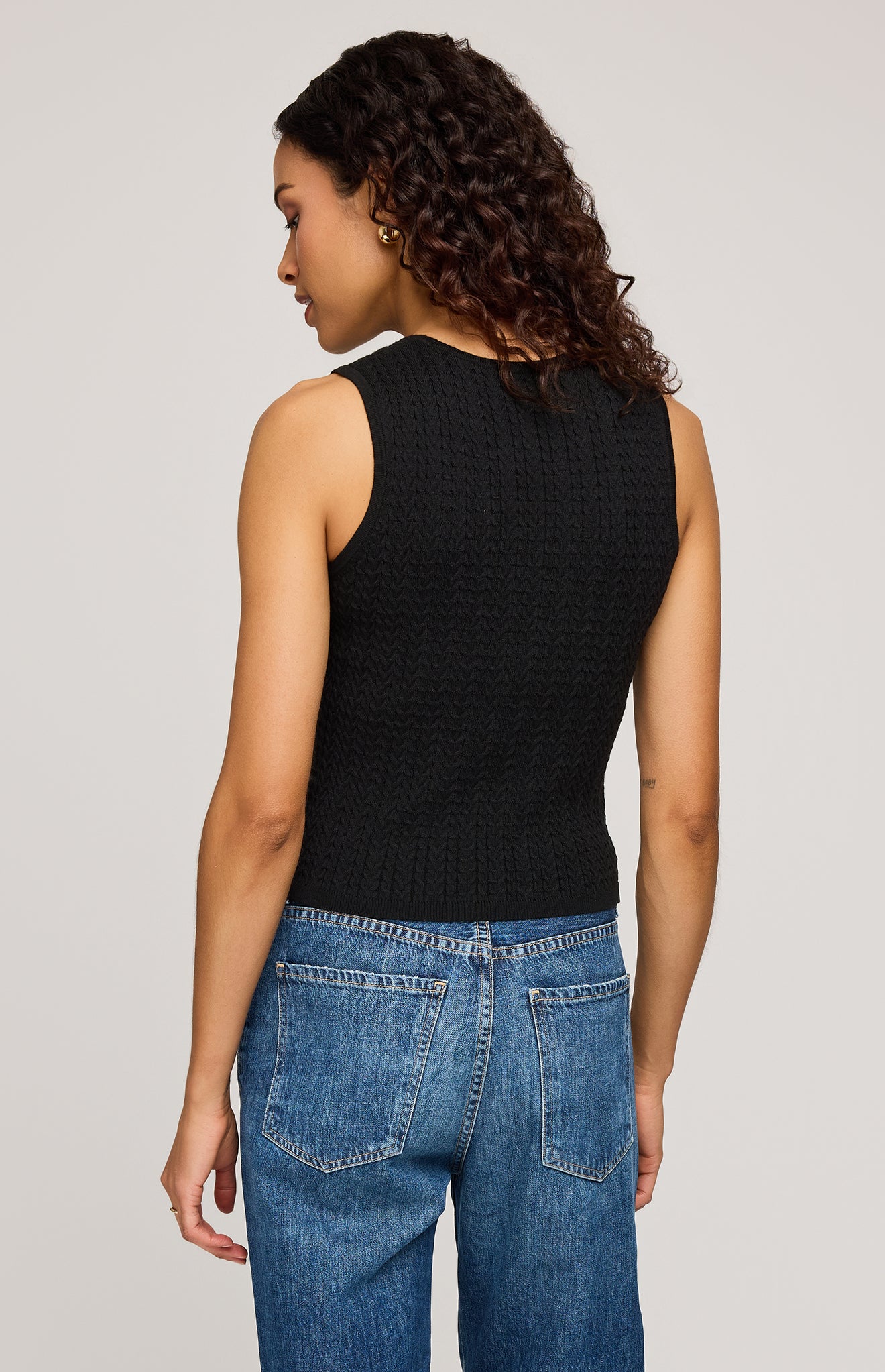 Skye Cable Knit Tank - Black