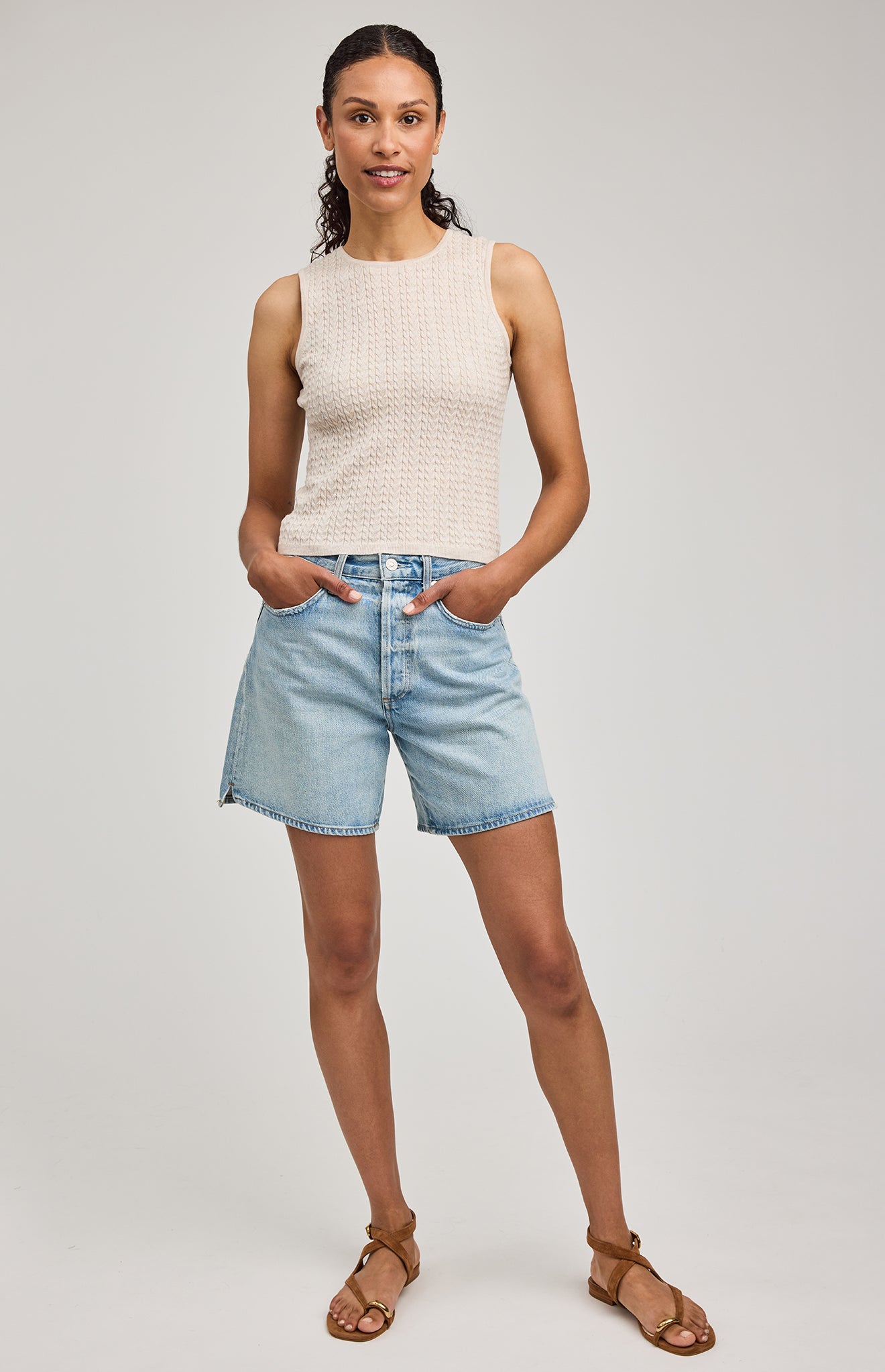Skye Cable Knit Tank - Oat