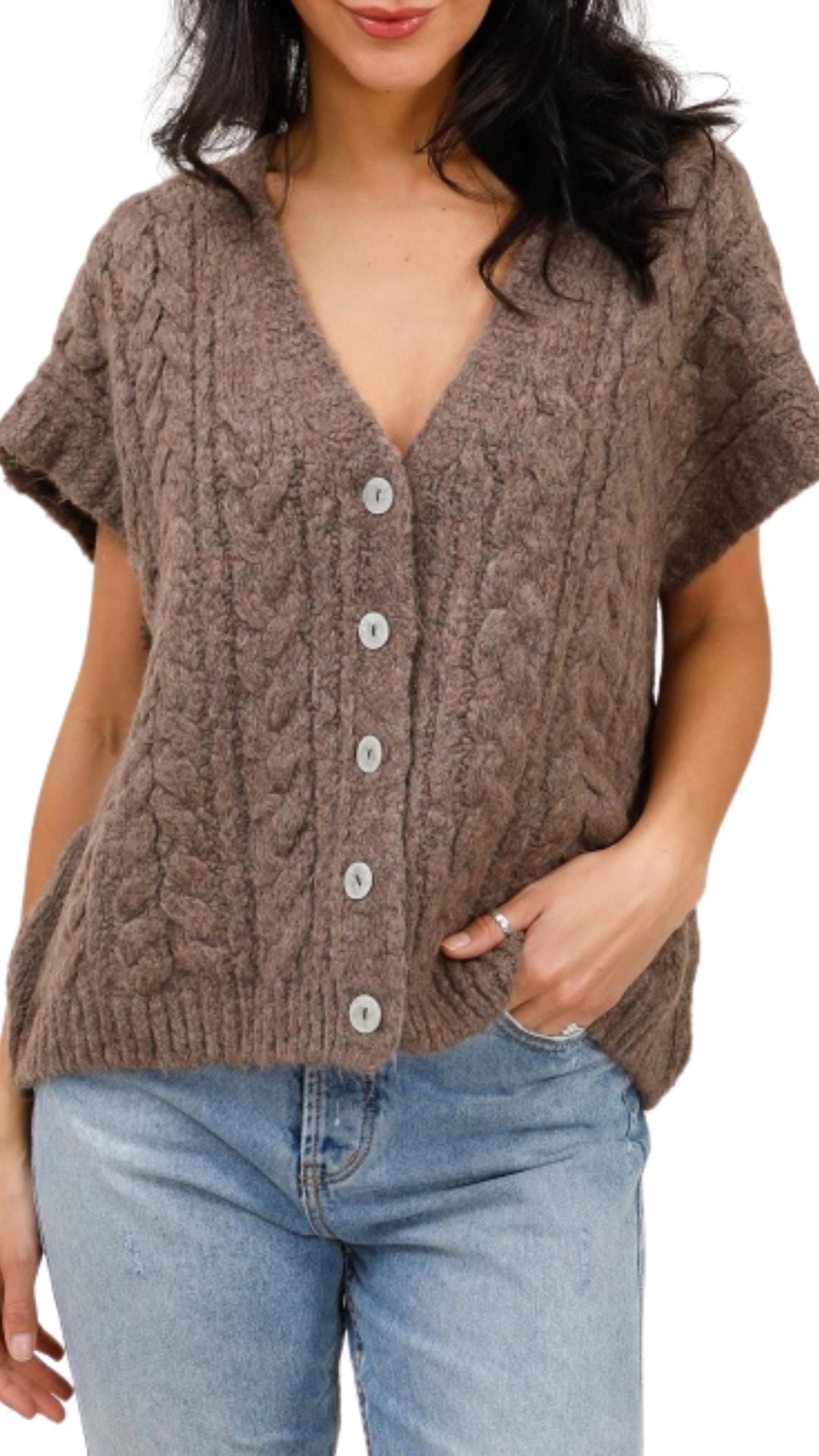 Sleeveless Knit Vest - Chocolate
