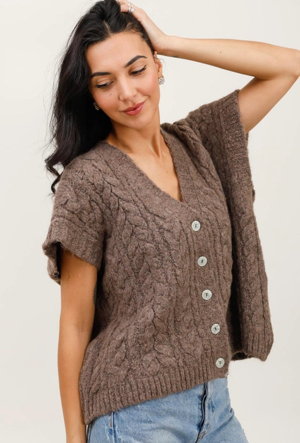 Sleeveless Knit Vest - Chocolate