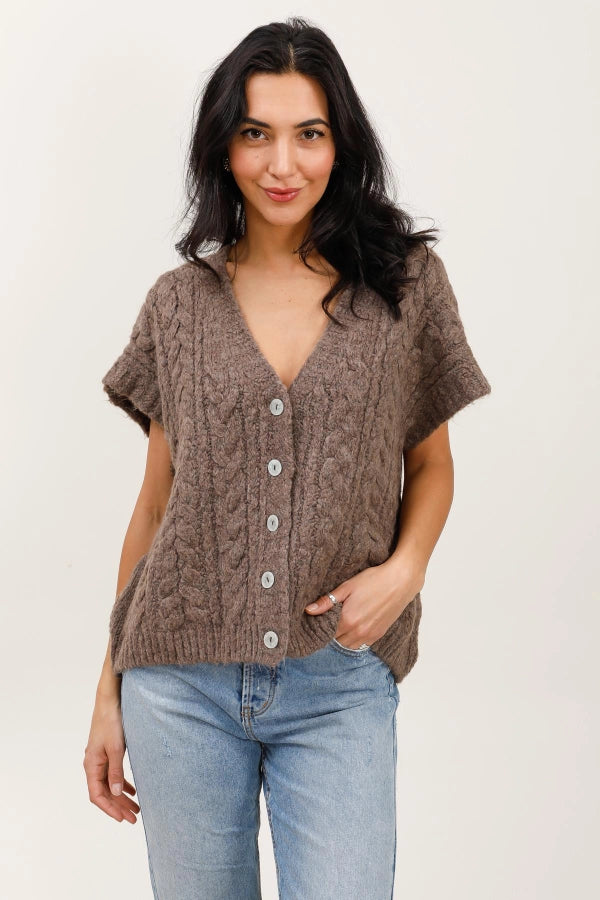 Sleeveless Knit Vest - Chocolate