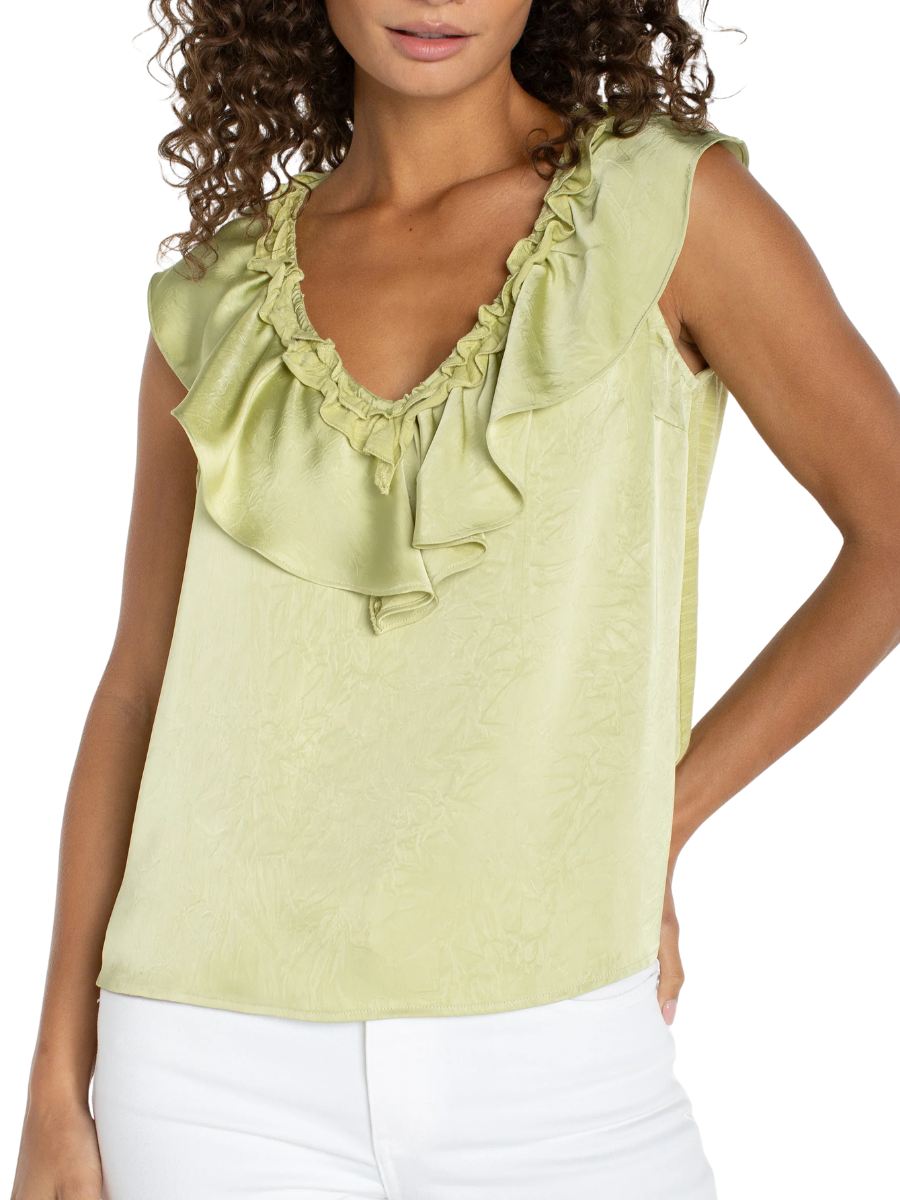 Sleeveless Ruffle Top - Lime Crema