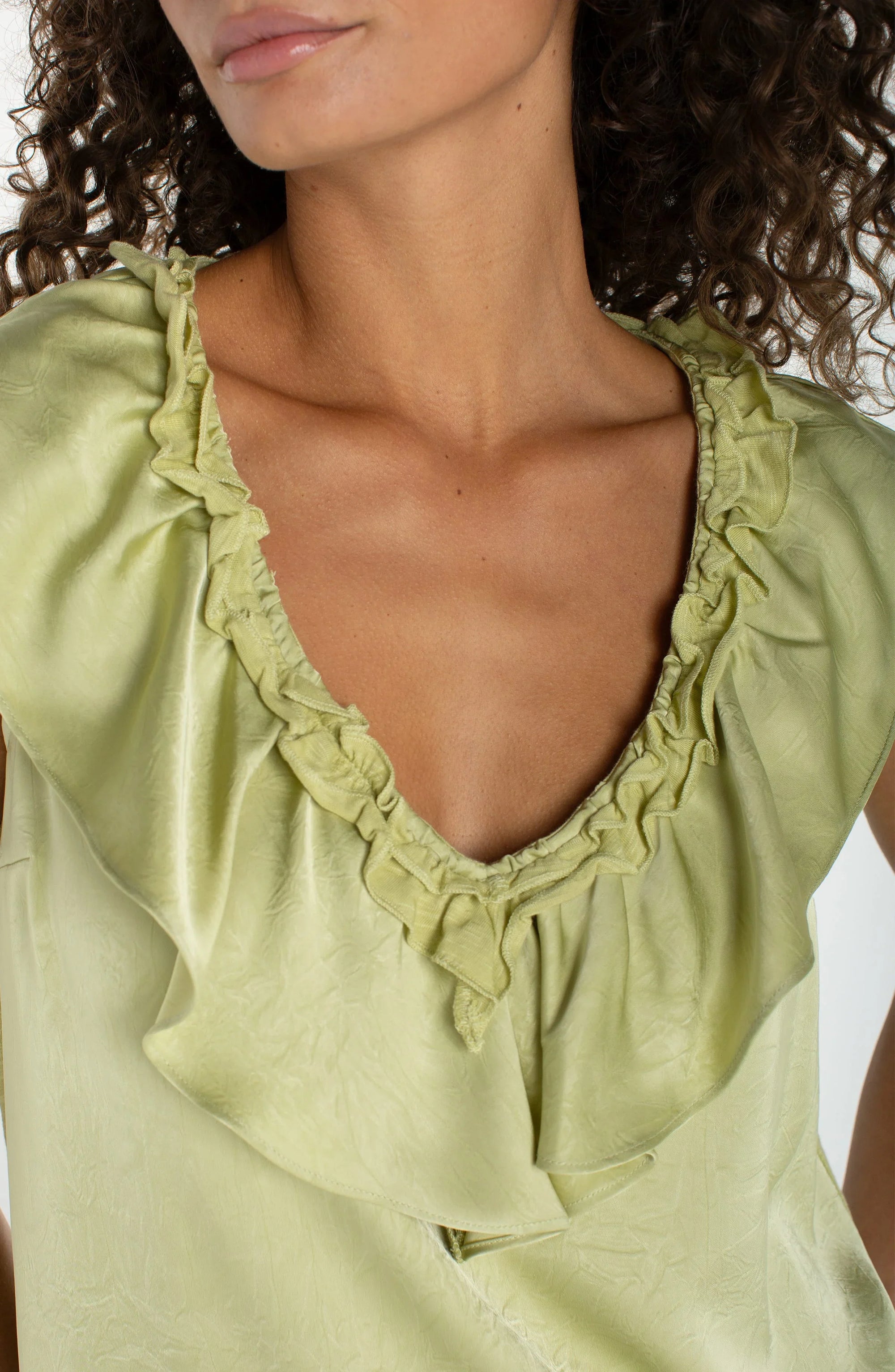 Sleeveless Ruffle Top - Lime Crema