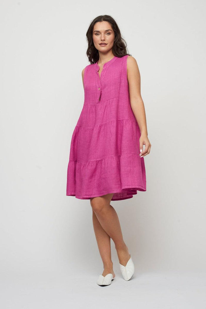 Tiered Linen Dress in Orchid