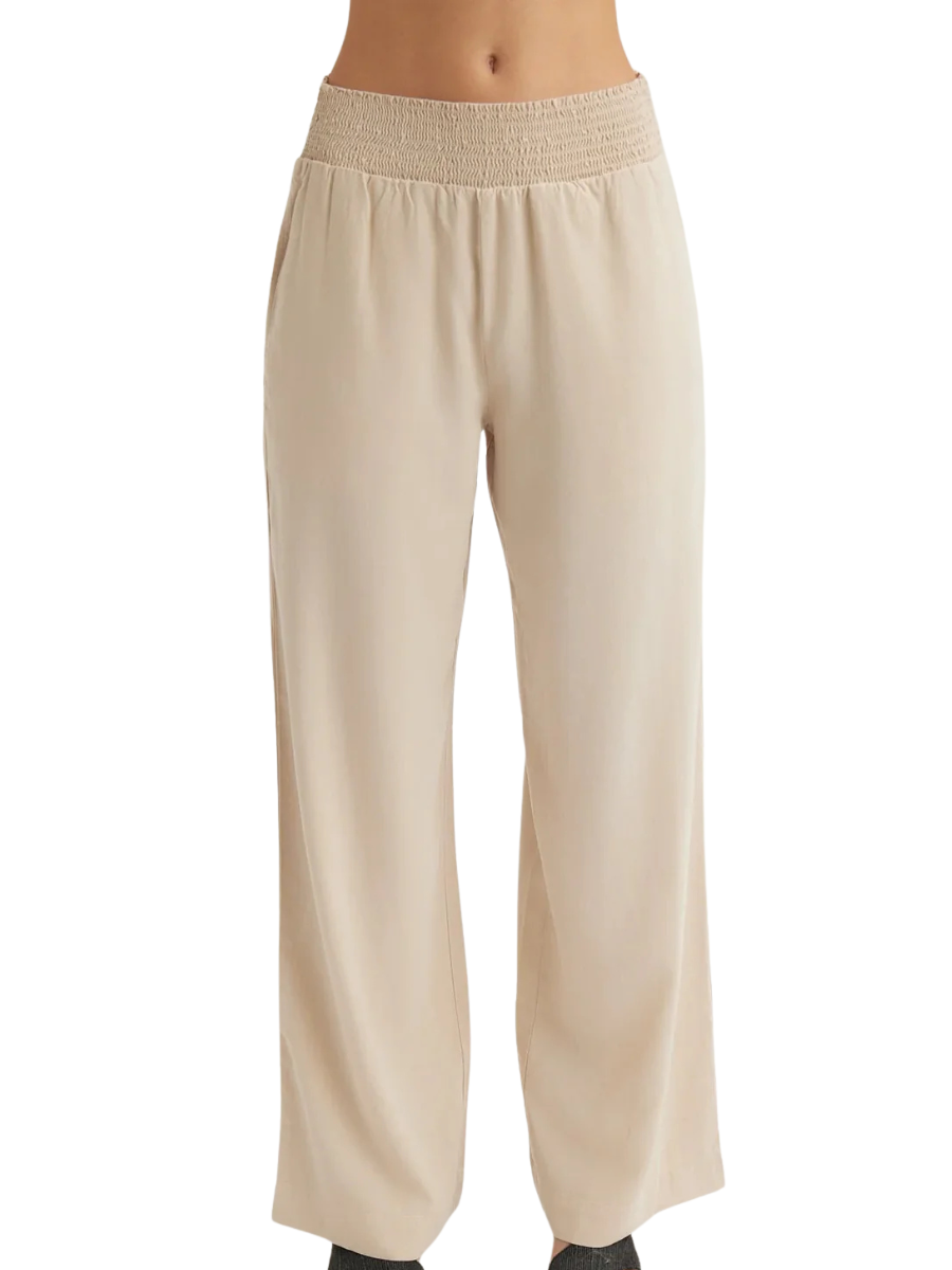 Smocked Waist TENCEL™ Wide Leg - Linen Sand