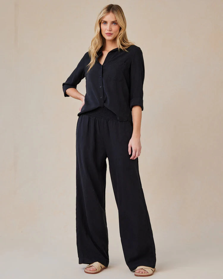 Smocked Wide Leg - Black