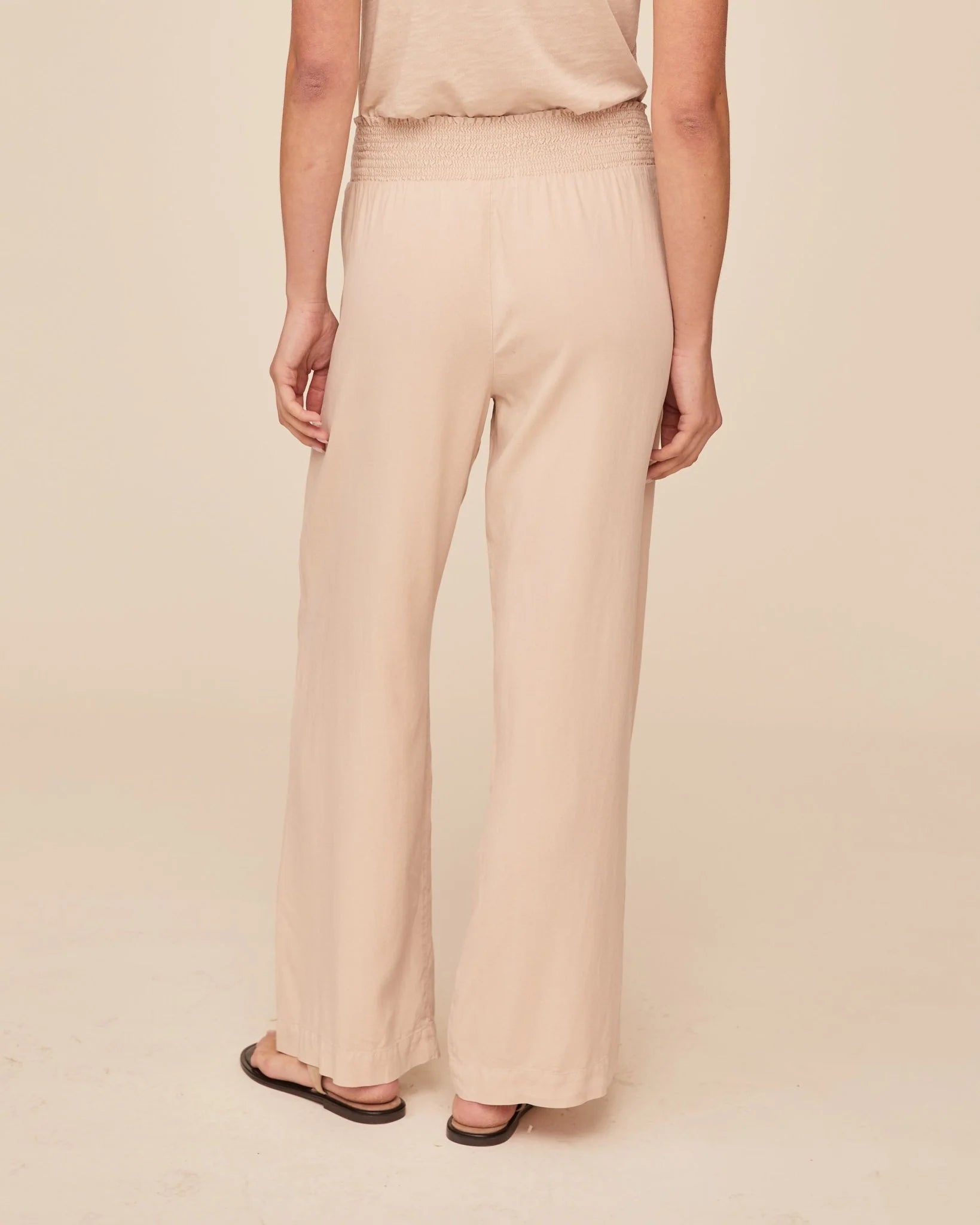 Smocked Waist TENCEL™ Wide Leg - Linen Sand