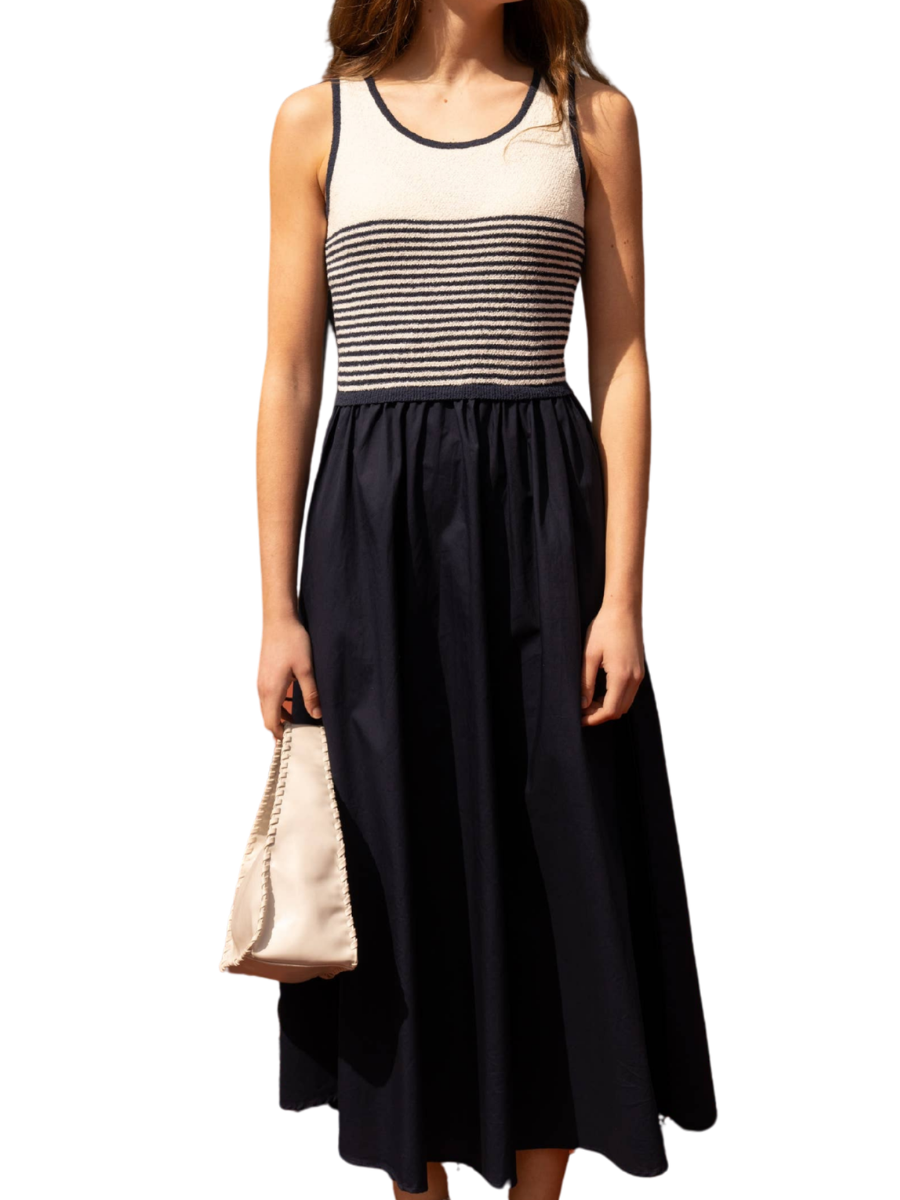 Sophie Contrast Tank Dress - Navy Stripe