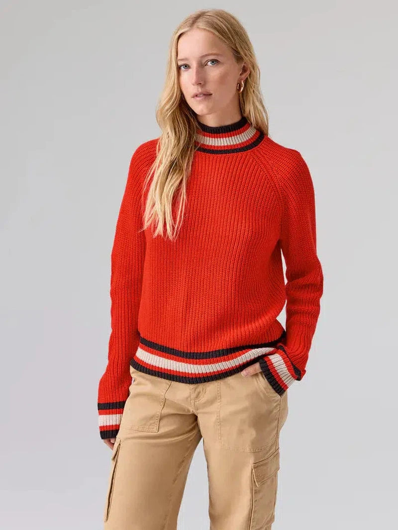 Sporty Stripe Sweater in Red Multi