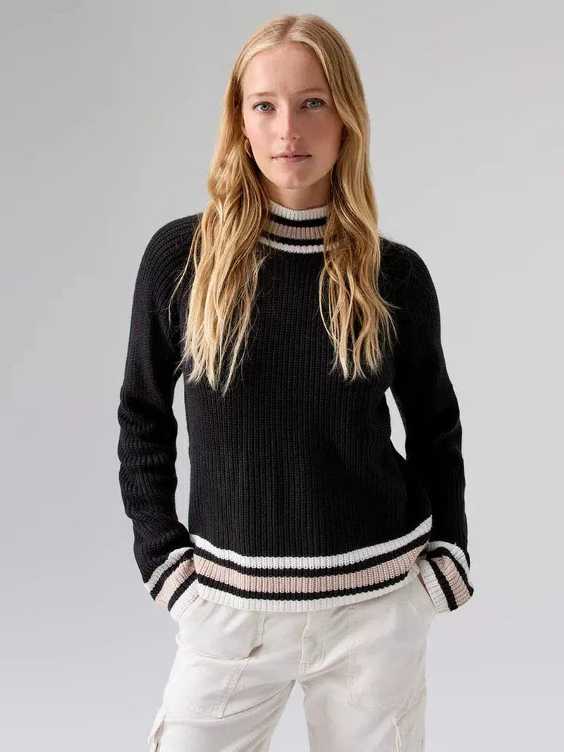 Sporty Stripe Sweater in Black Multi