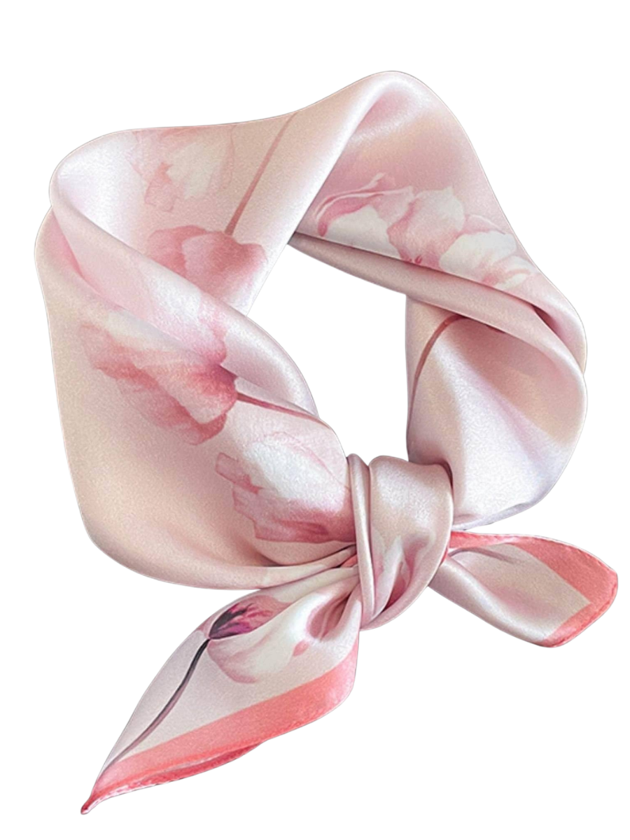 Mulberry Silk Scarf - Pink Floral Design
