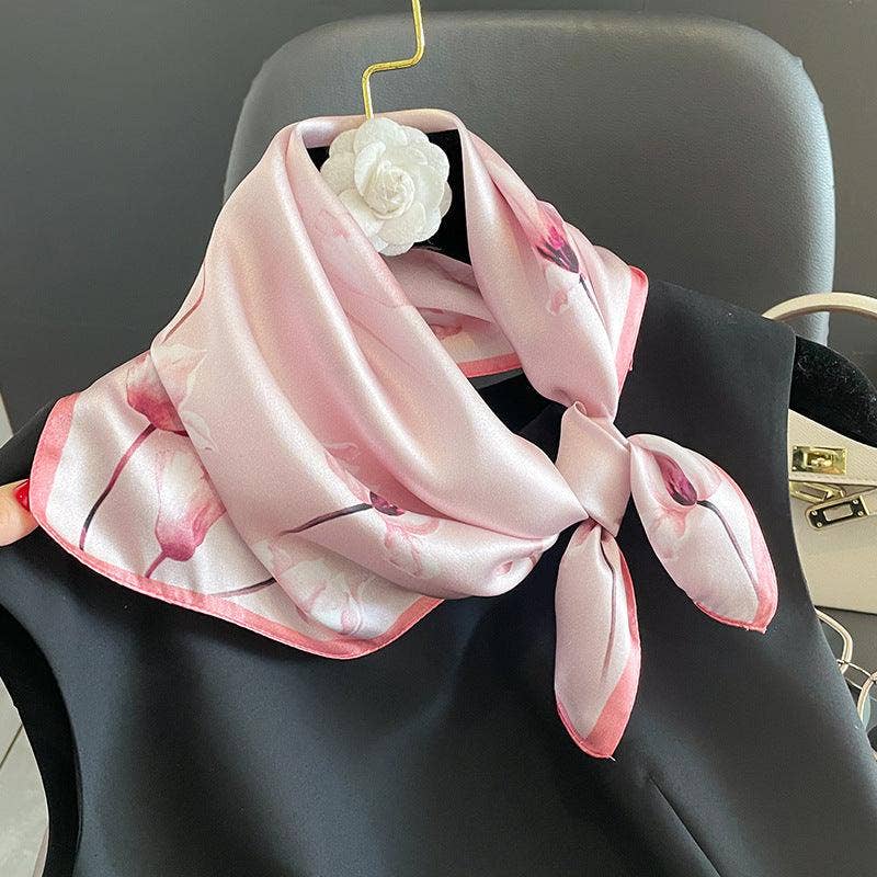 Mulberry Silk Scarf - Pink Floral Design