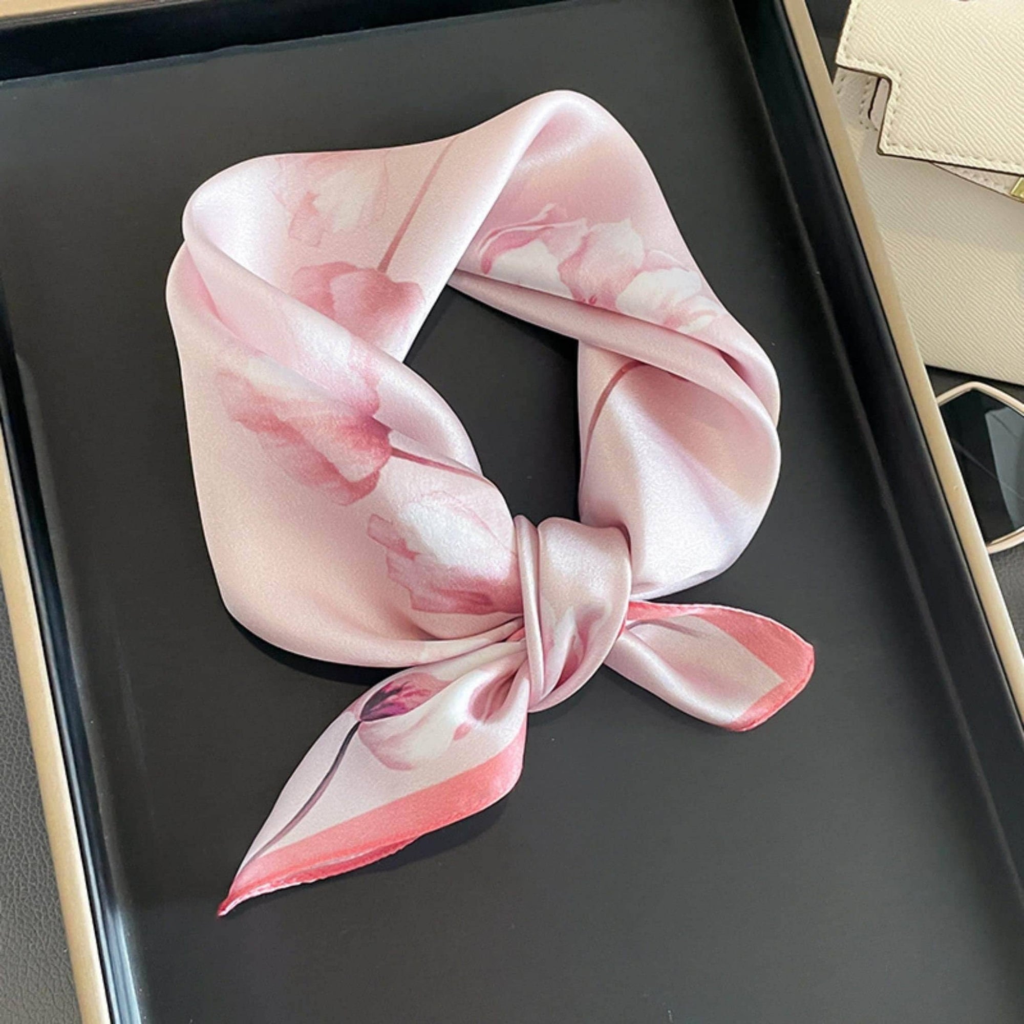 Mulberry Silk Scarf - Pink Floral Design