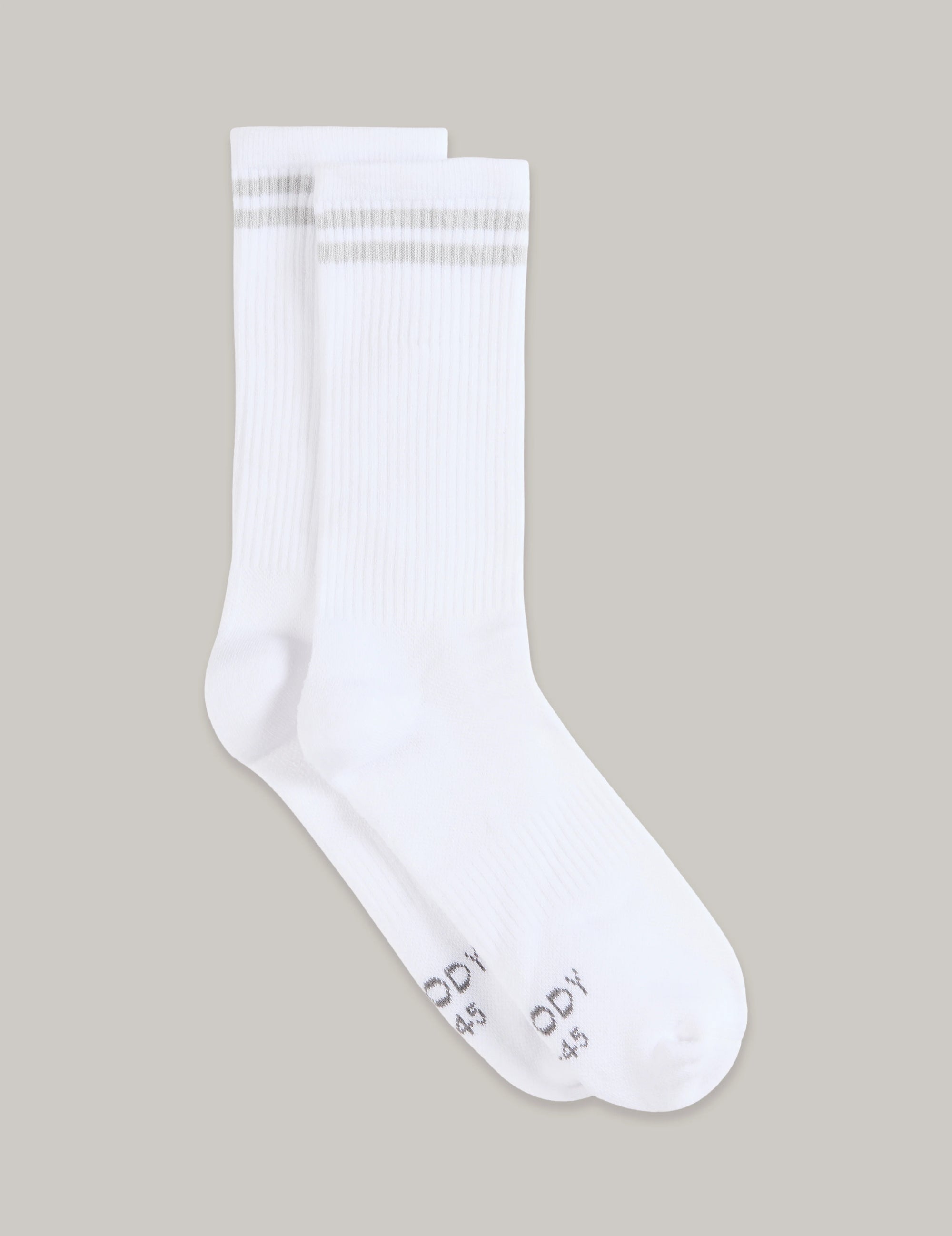 Stripe Cushioned Crew Sock - White/Grey 3-9
