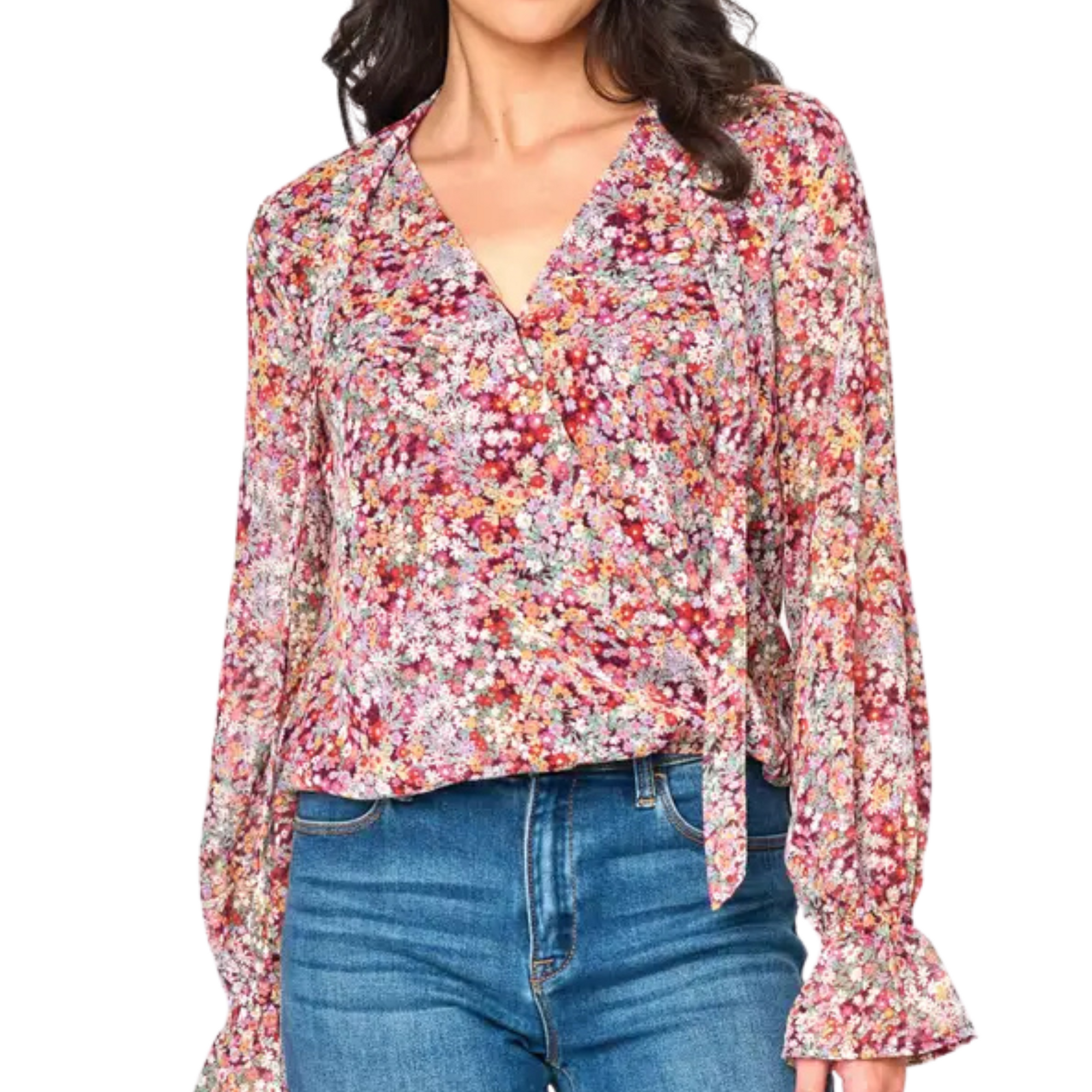 Ruffle Sleeve Blouse - Berry