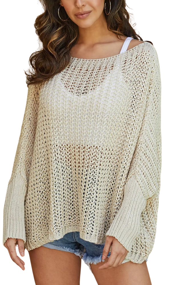 Suzie Crochet Crew - Beige