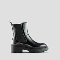Swinton Patent Leather Waterproof Boot in Black