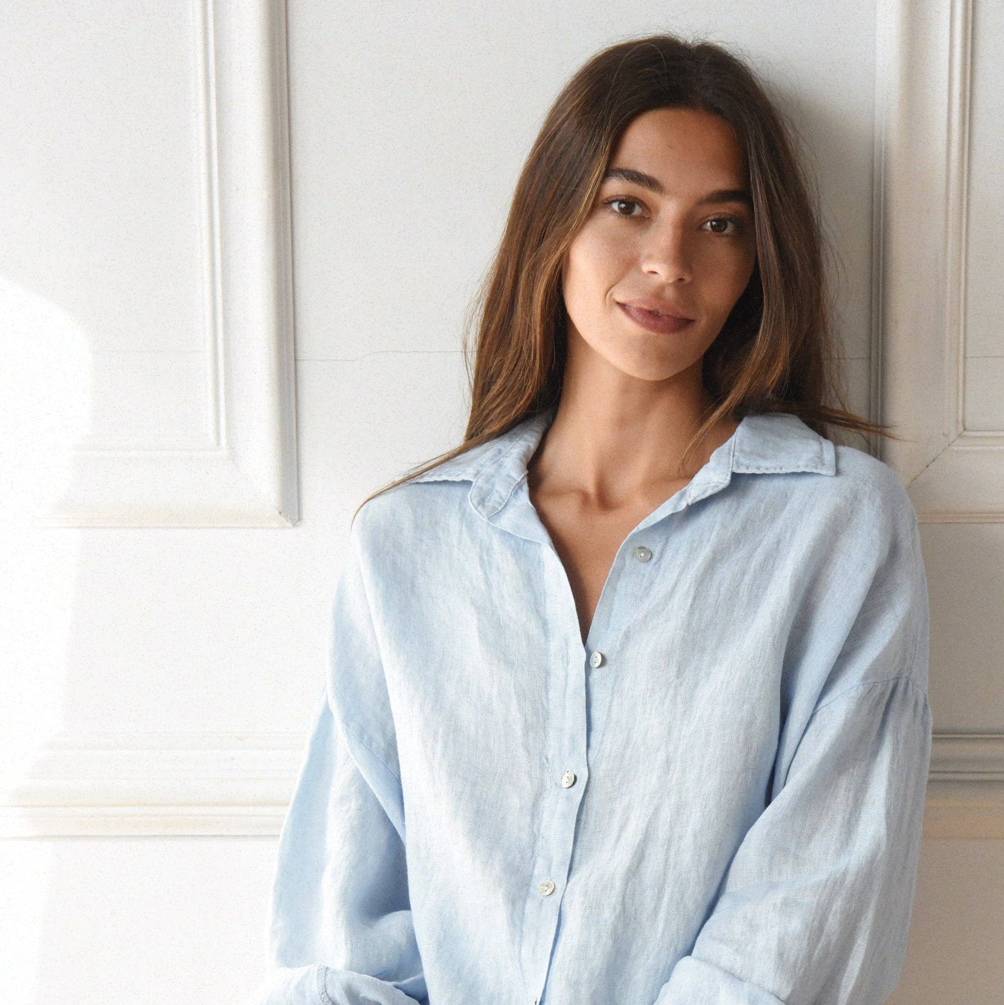 The Palma Linen Shirt - Sky Blue