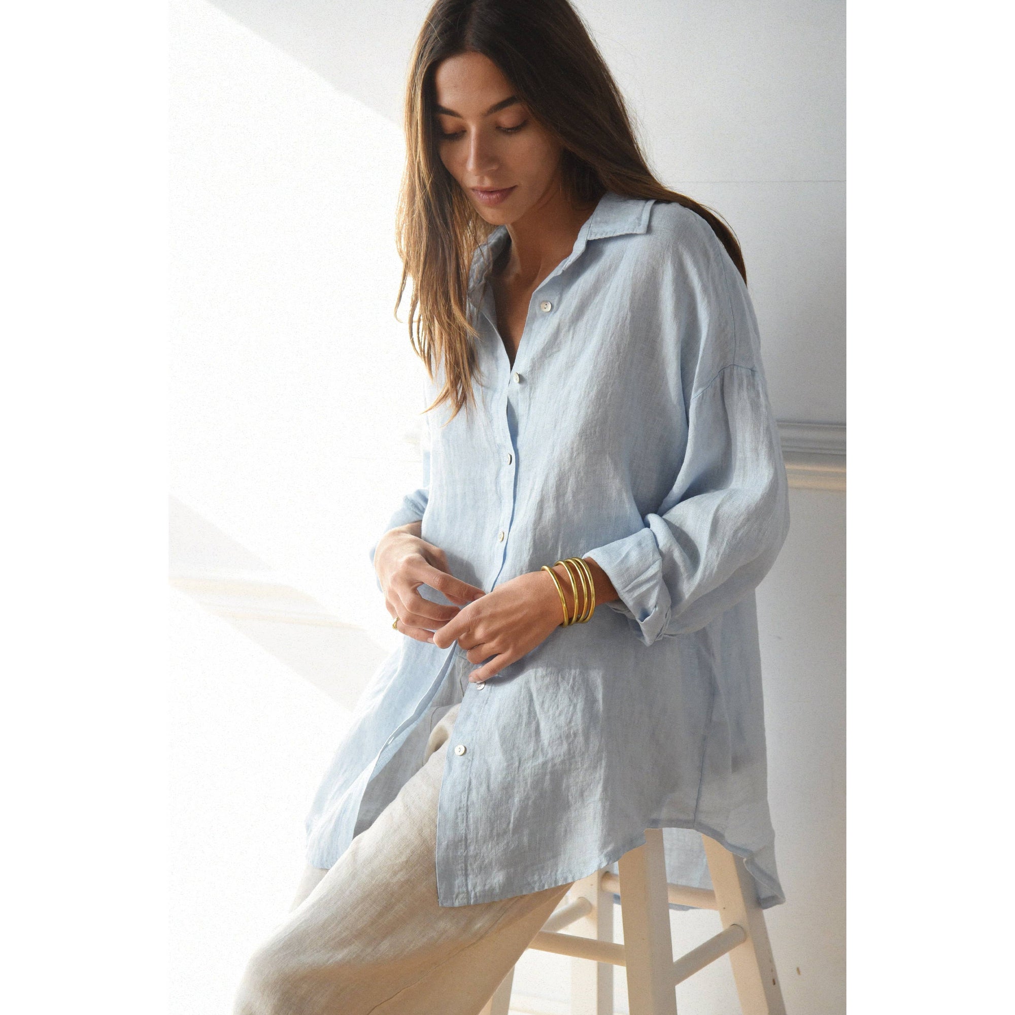 The Palma Linen Shirt - Sky Blue