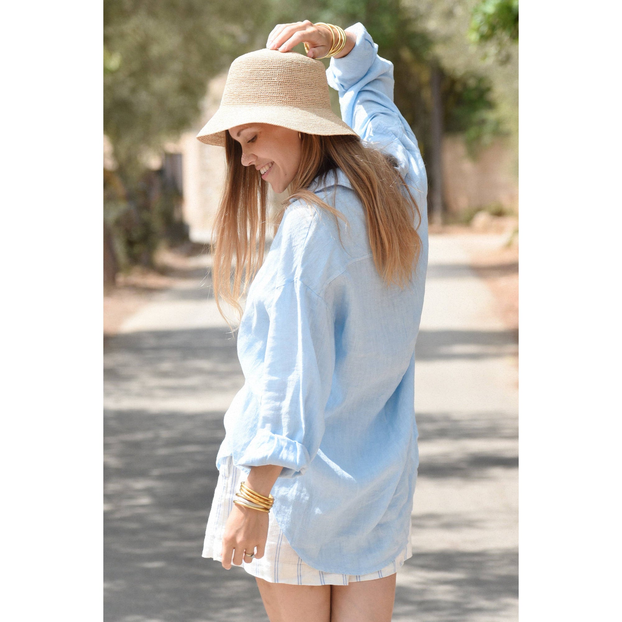 The Palma Linen Shirt - Sky Blue