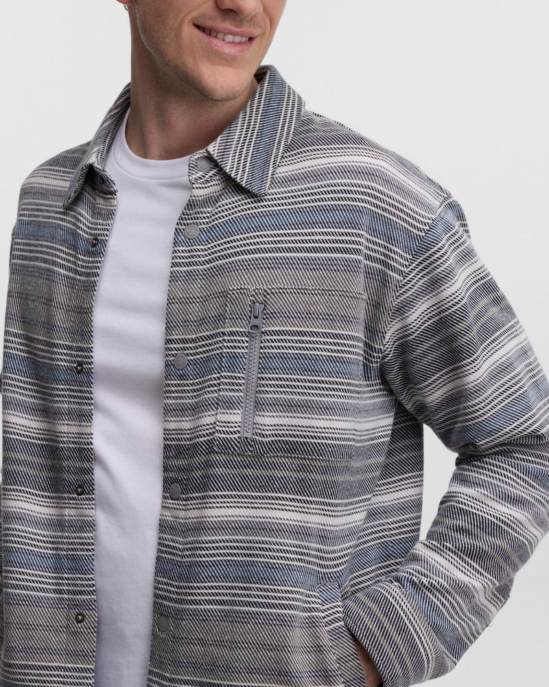 Men's Thompson Shacket - Black/Grey Stripe