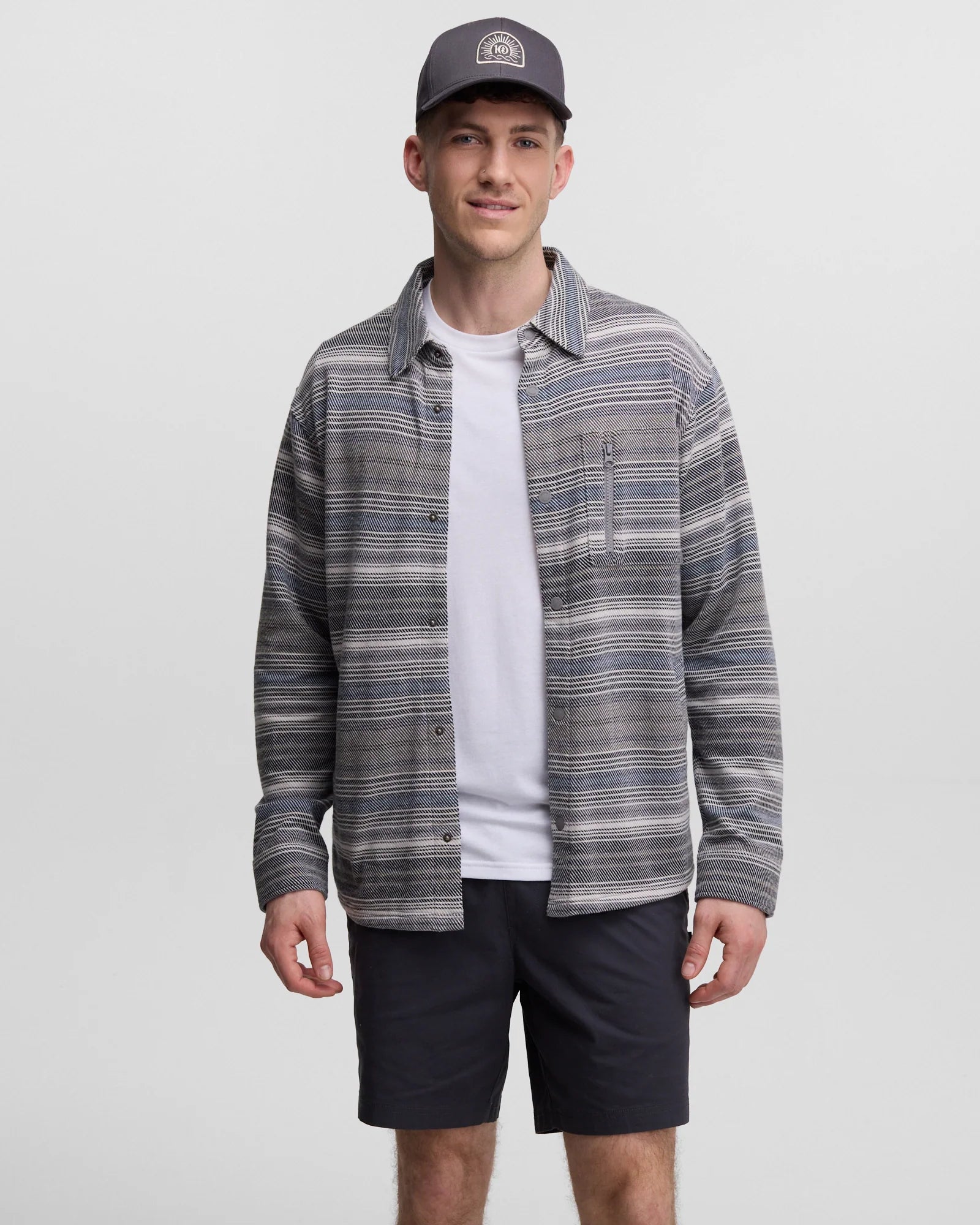 Men's Thompson Shacket - Black/Grey Stripe
