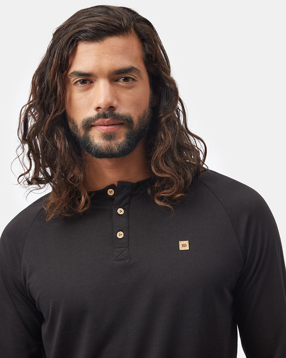 Henley Long Sleeve in Black