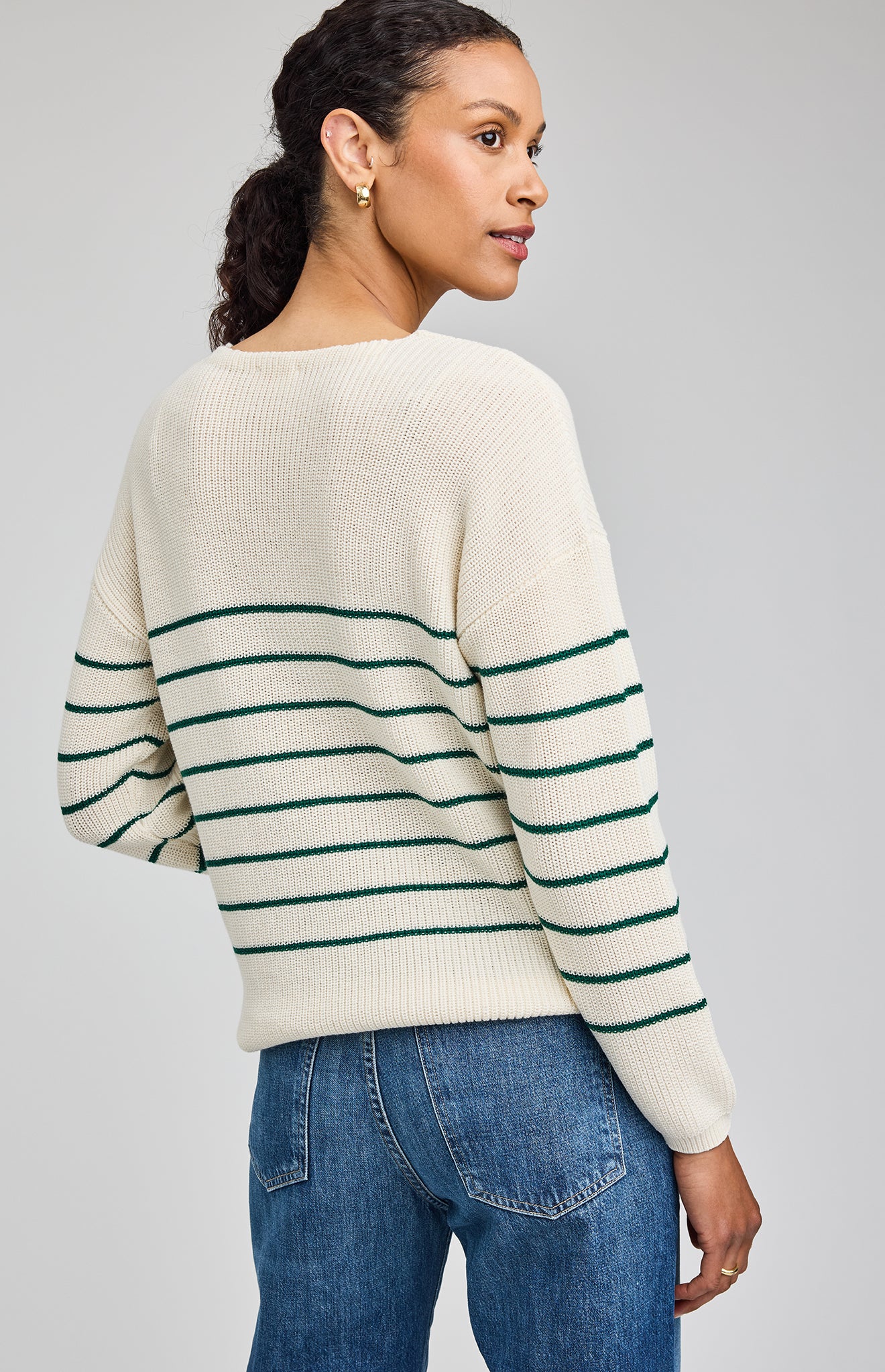 Tucker Knit Sweater- Kelly Stripe