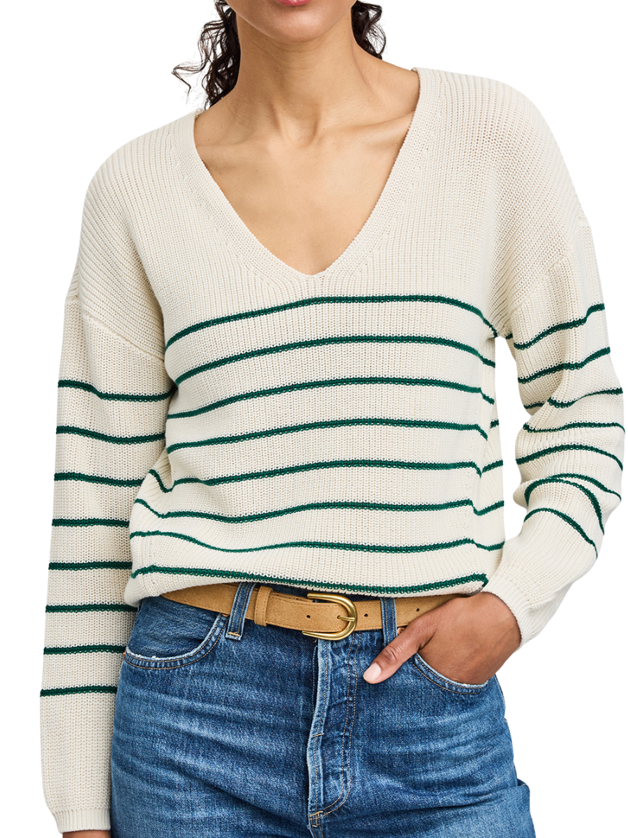 Tucker Knit Sweater- Kelly Stripe