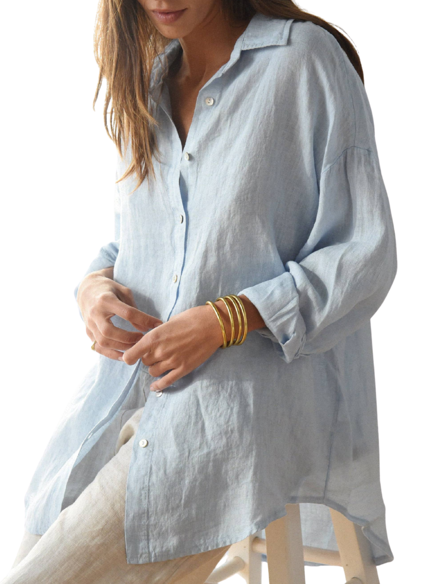 The Palma Linen Shirt - Sky Blue