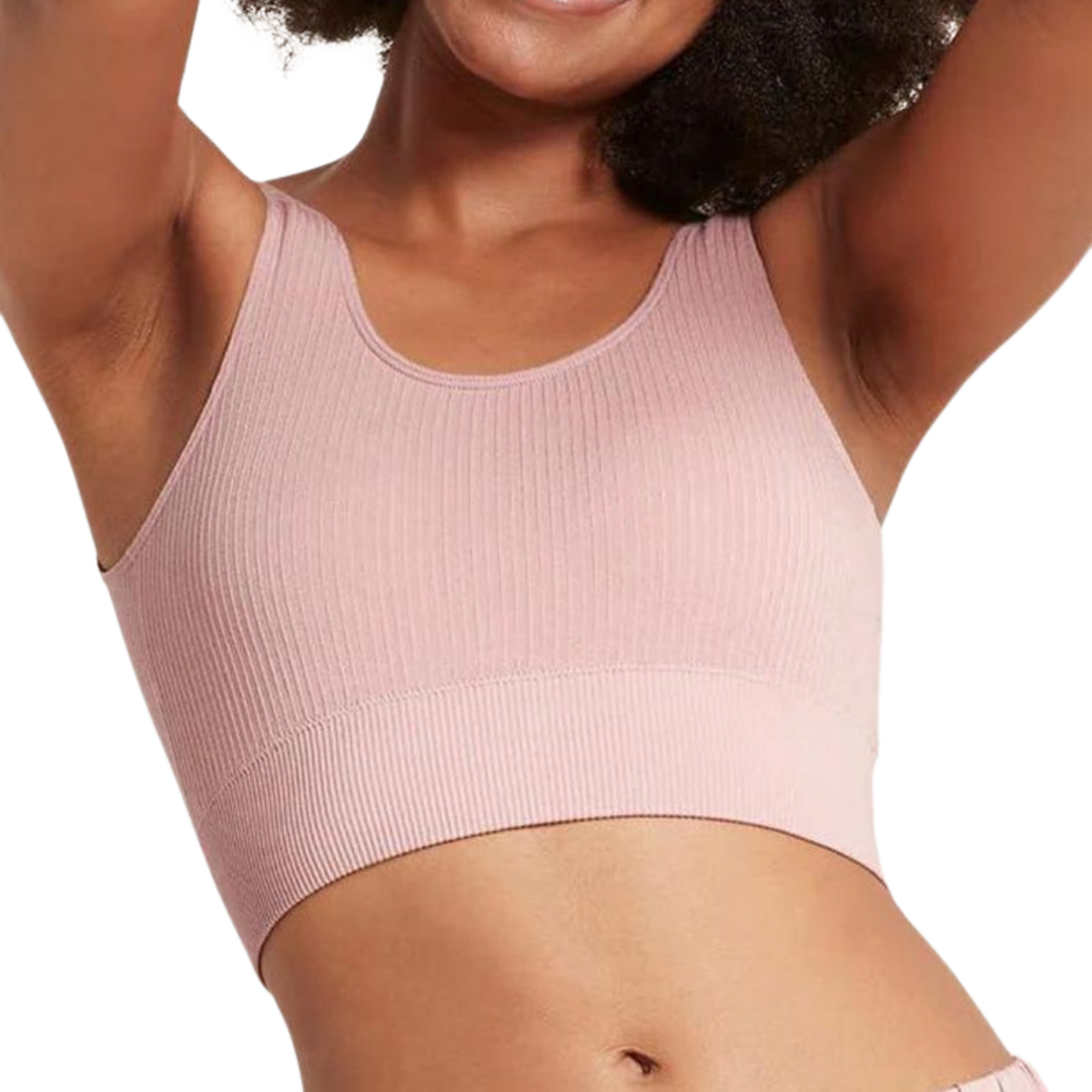 Ribbed Seamless Bra by Boody in Dusty Pink