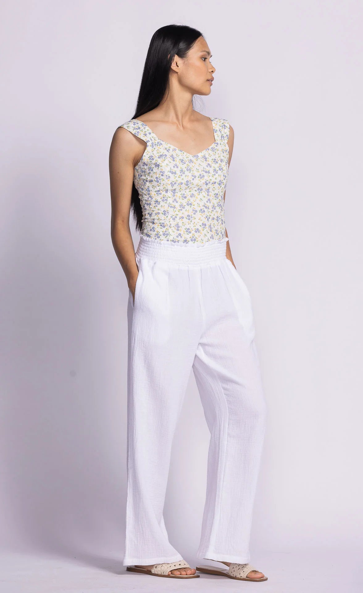Vail Cotton Gauze Pants - White