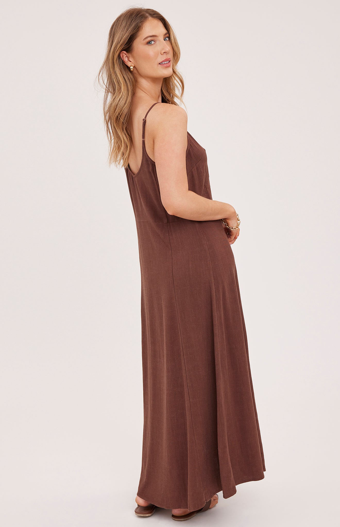 Virginia Linen Blend Dress- Espresso