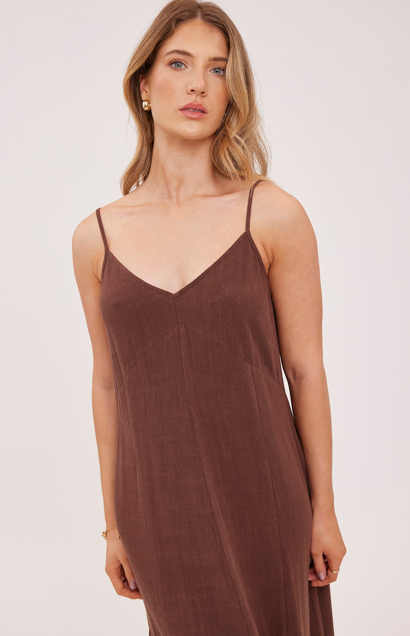Virginia Linen Blend Dress- Espresso
