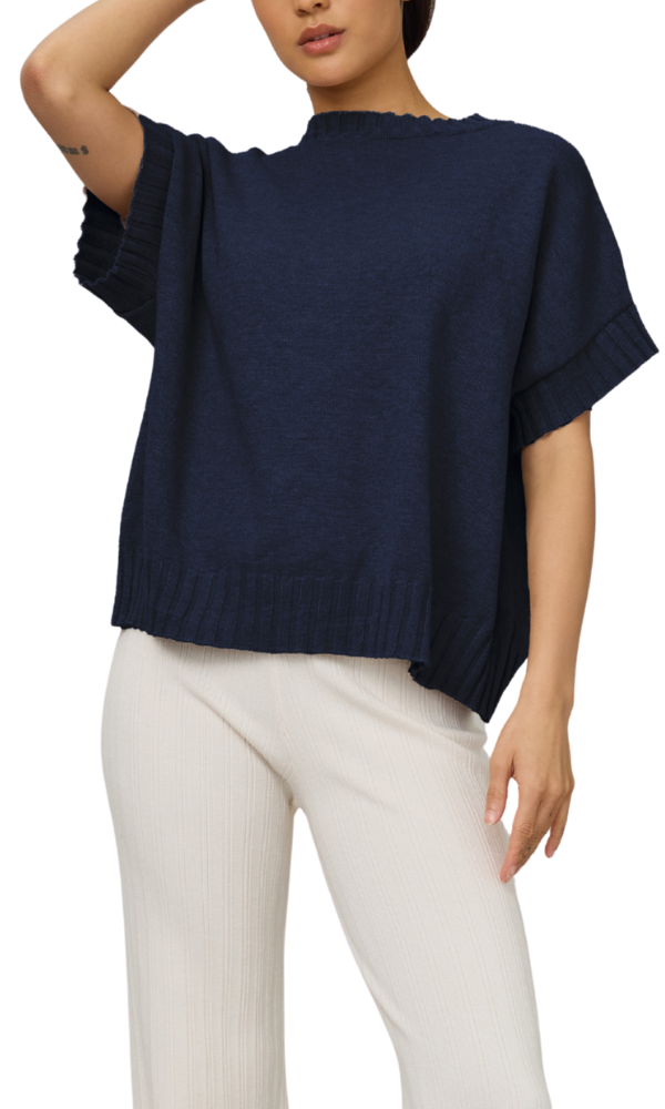 Valerie Oversized Viscose Knit Vest - Navy