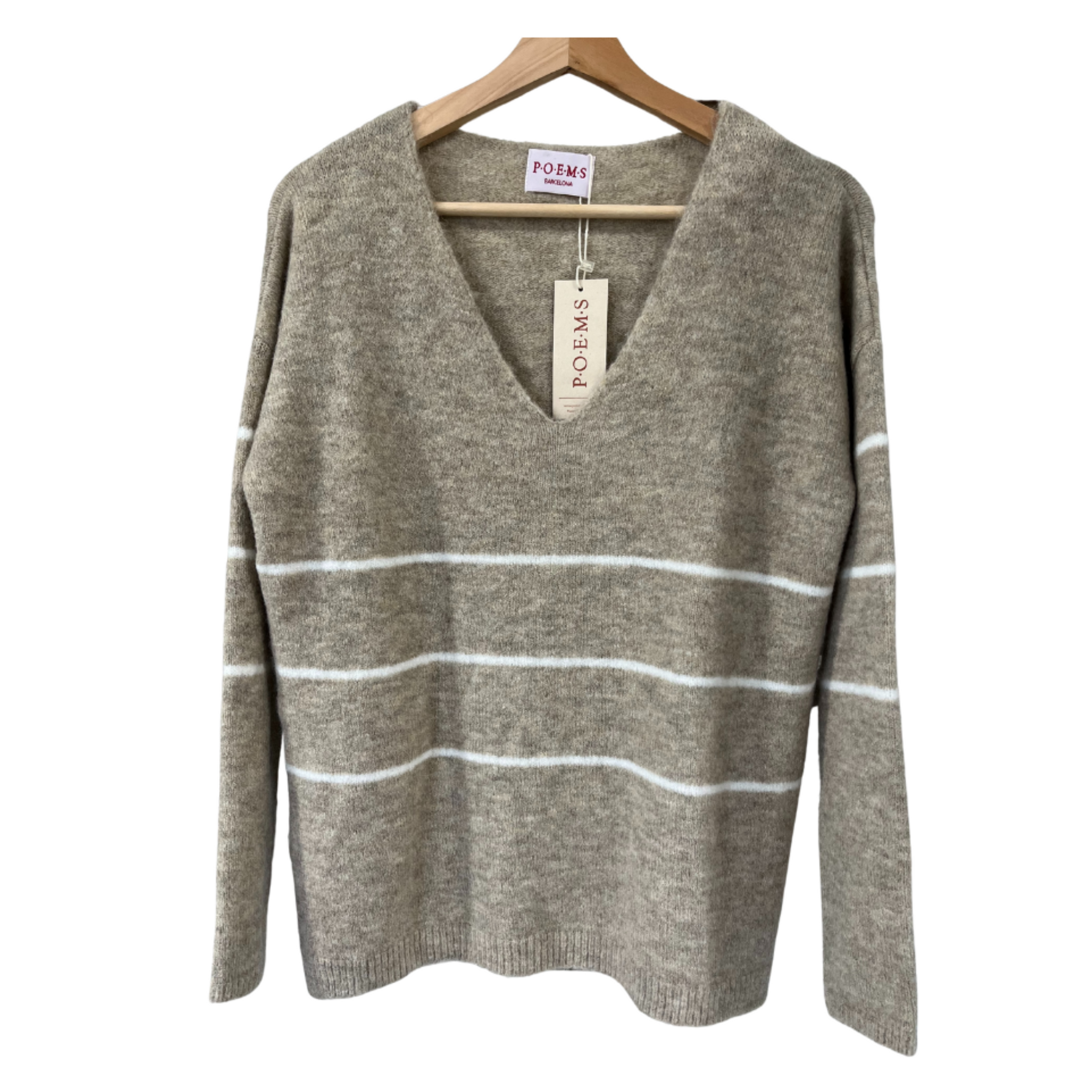 Vicky Striped Clay Sweater in Camel