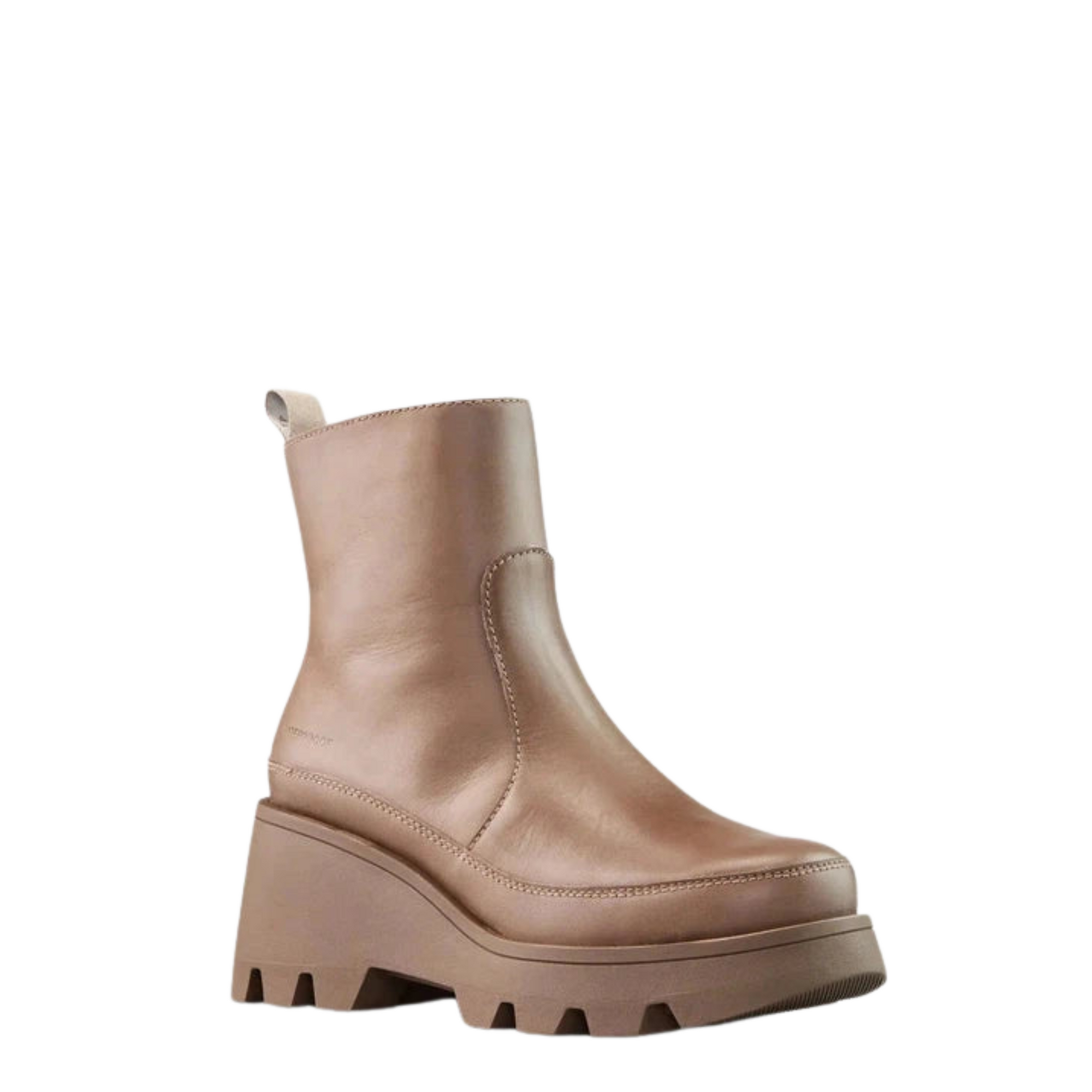 Villa Leather Wedge Waterproof Boot in Almond