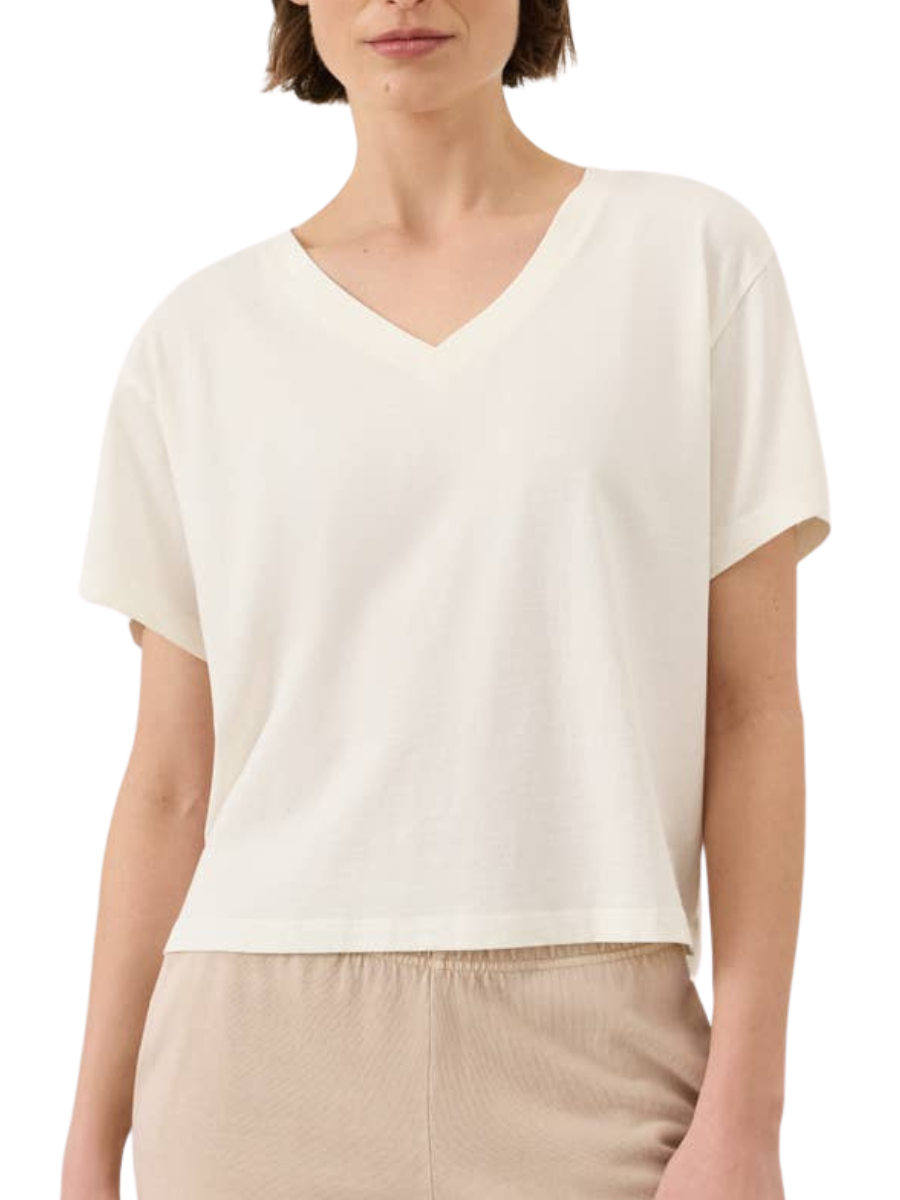 Vintage Jersey V-Neck Tee - Cream