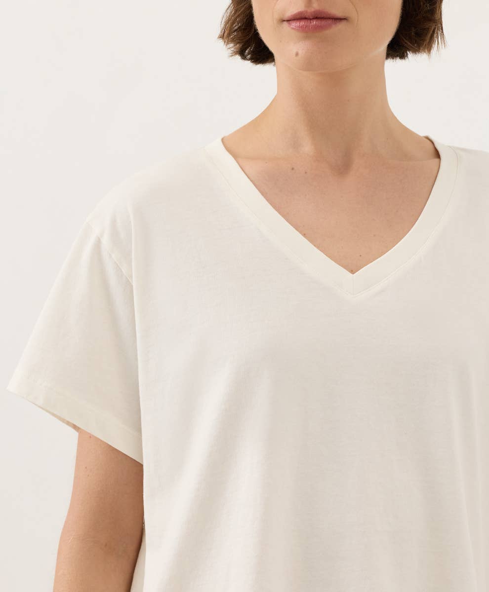 Vintage Jersey V-Neck Tee - Cream