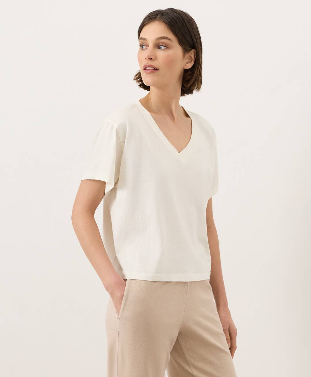Vintage Jersey V-Neck Tee - Cream