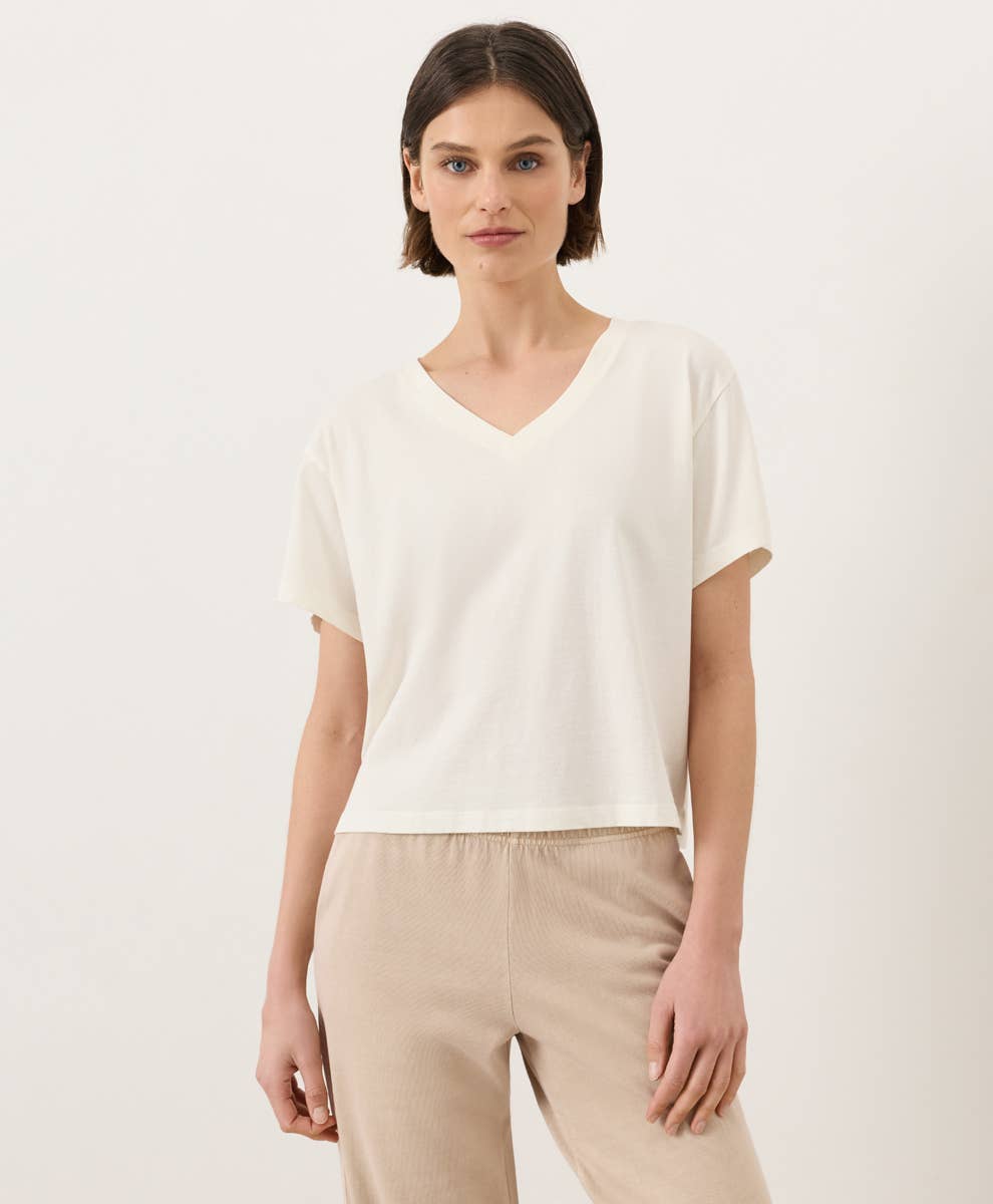 Vintage Jersey V-Neck Tee - Cream