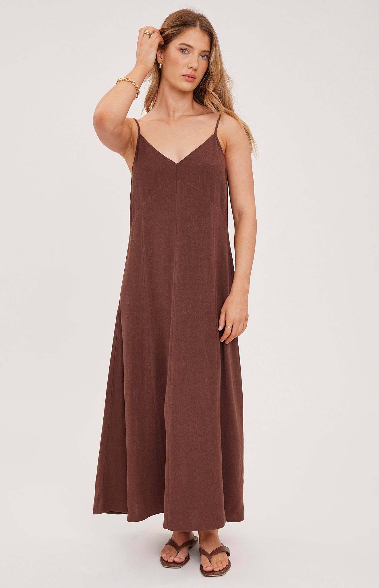 Virginia Linen Blend Dress- Espresso