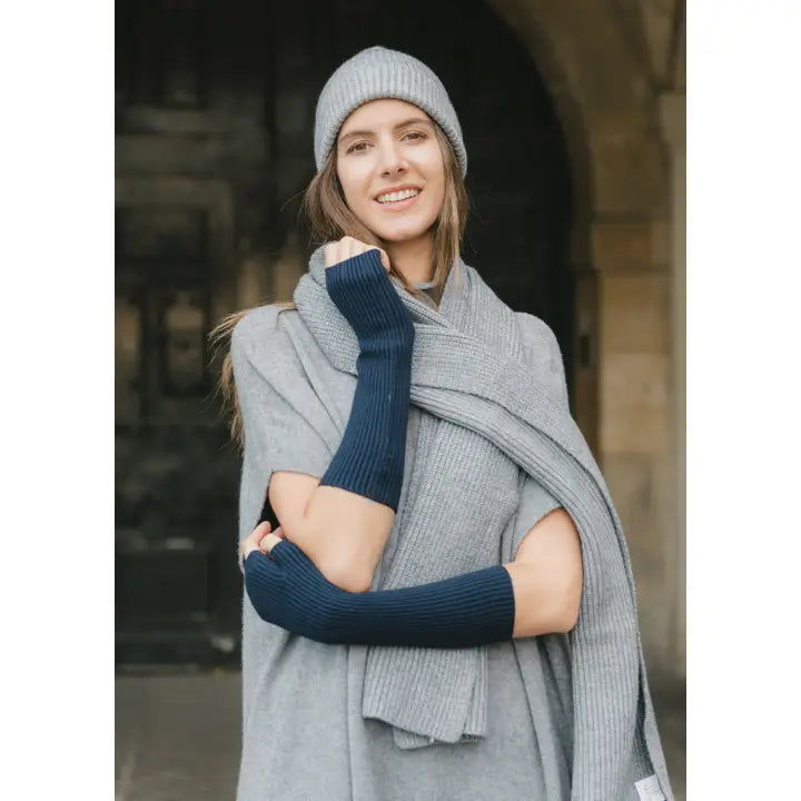 Rib Knit Viscose Blend Scarf - Soft Grey